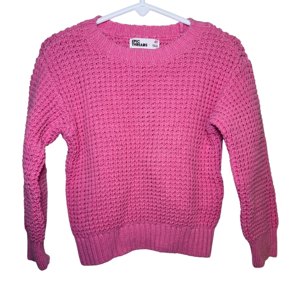 Epic Threads Pink Knit Girls 4T Crewneck Sweater